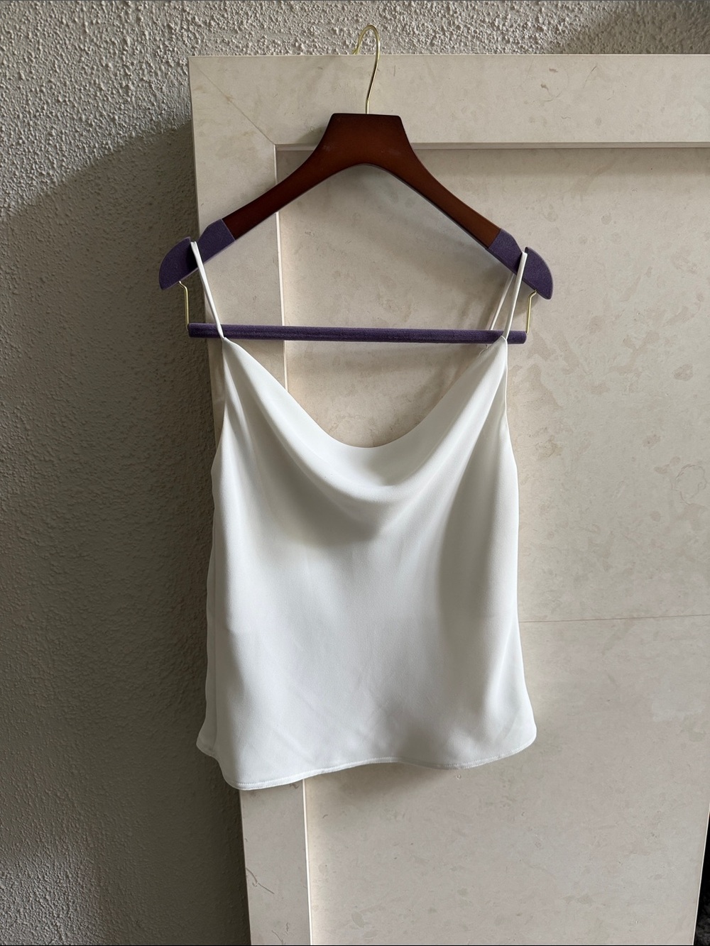 Babaton / Aritzia White Draped Cowl Neck Top - Classic Minimalist